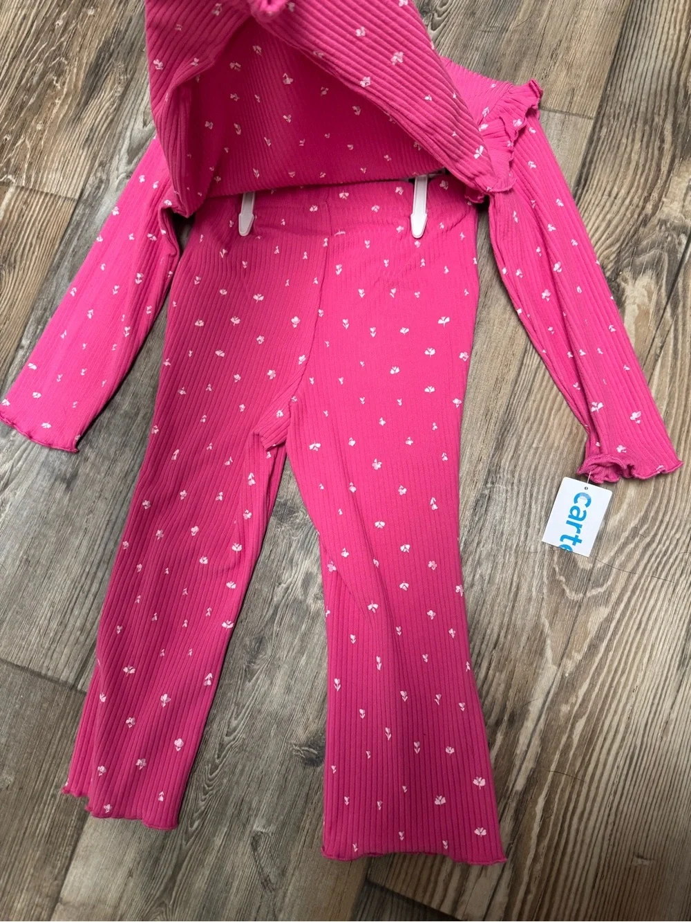 Carter's fuchsia Ribbed Bodysuit & Legging Set with dainty floral